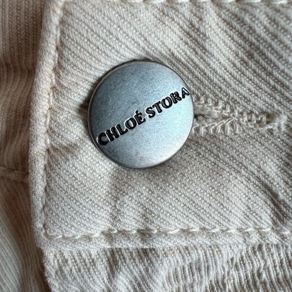 Chloe Stora Ricil Cream Cotton Textured Jeans Size 42/US 14 - Picture 6 of 8